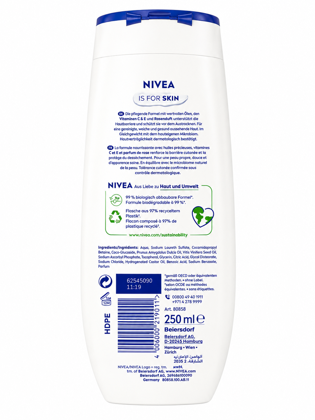 Nivea Rose & mandeļu eļļa 250ml